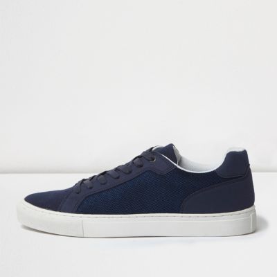 Navy blue lace up trainers